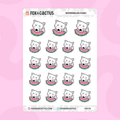 Watermelon Foxes Stickers by Fox and Cactus