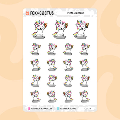 Pizza Unicorn Stickers by Fox and Cactus