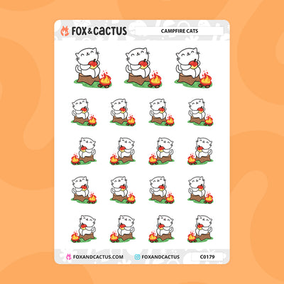 Campfire Cat Stickers by Fox and Cactus