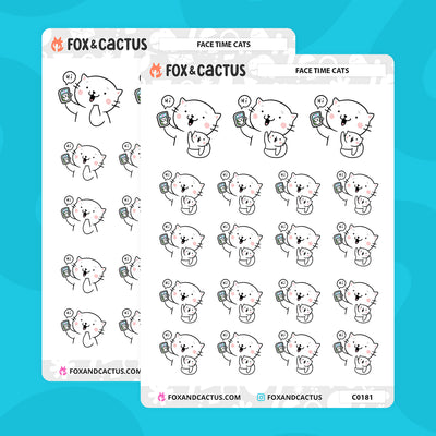 FaceTime Cat Stickers by Fox and Cactus