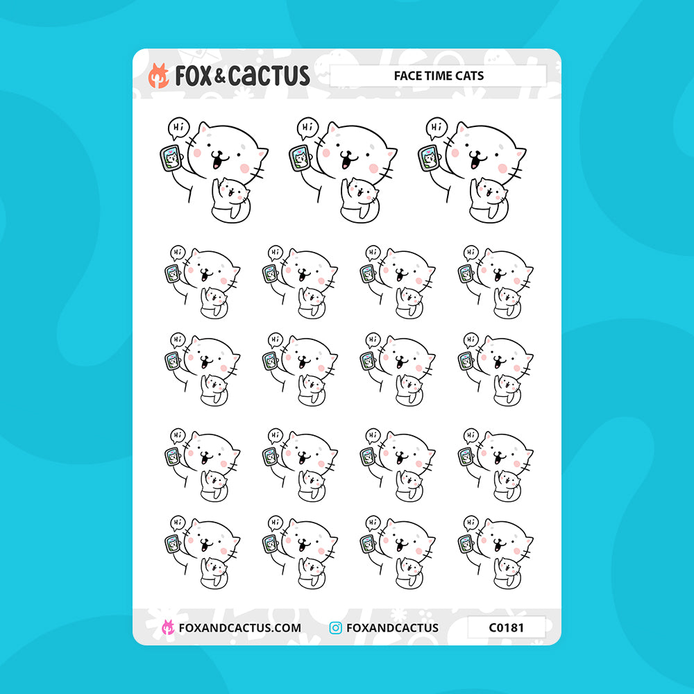 FaceTime Cat Stickers by Fox and Cactus
