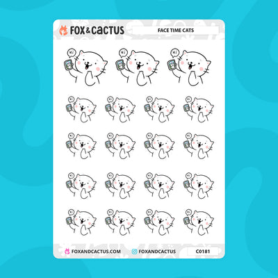 FaceTime Cat Stickers by Fox and Cactus