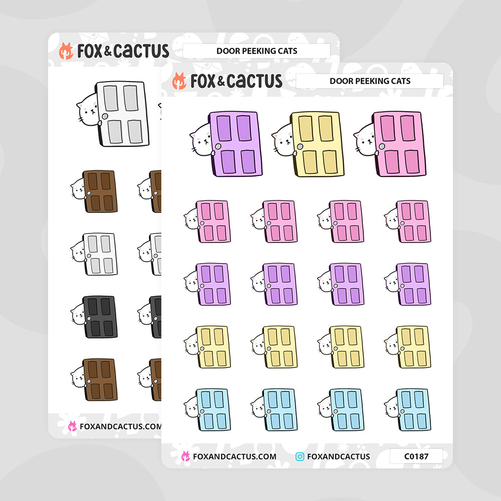 Door Peeking Cat Stickers by Fox and Cactus