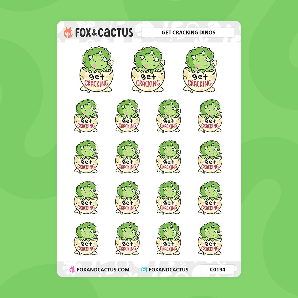 Get Cracking Dinosaur Stickers by Fox and Cactus