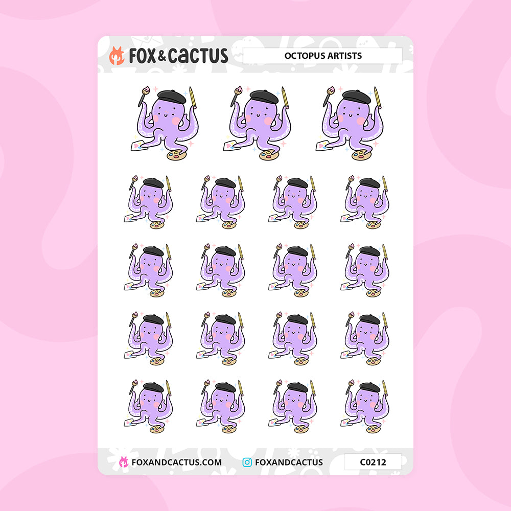 Artist Octopus Stickers by Fox and Cactus