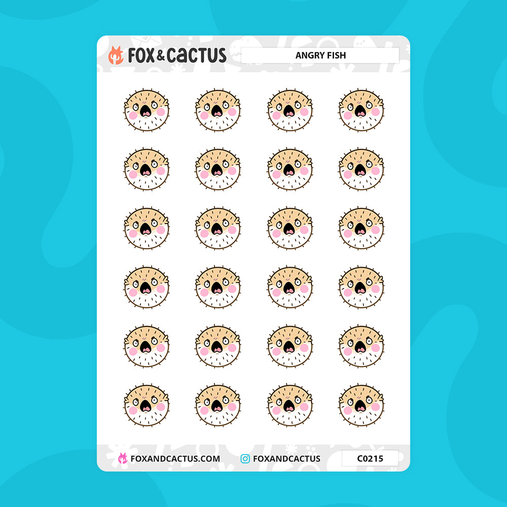 Angry Fish Stickers by Fox and Cactus
