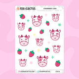 Strawberry Cow Stickers by Fox and Cactus