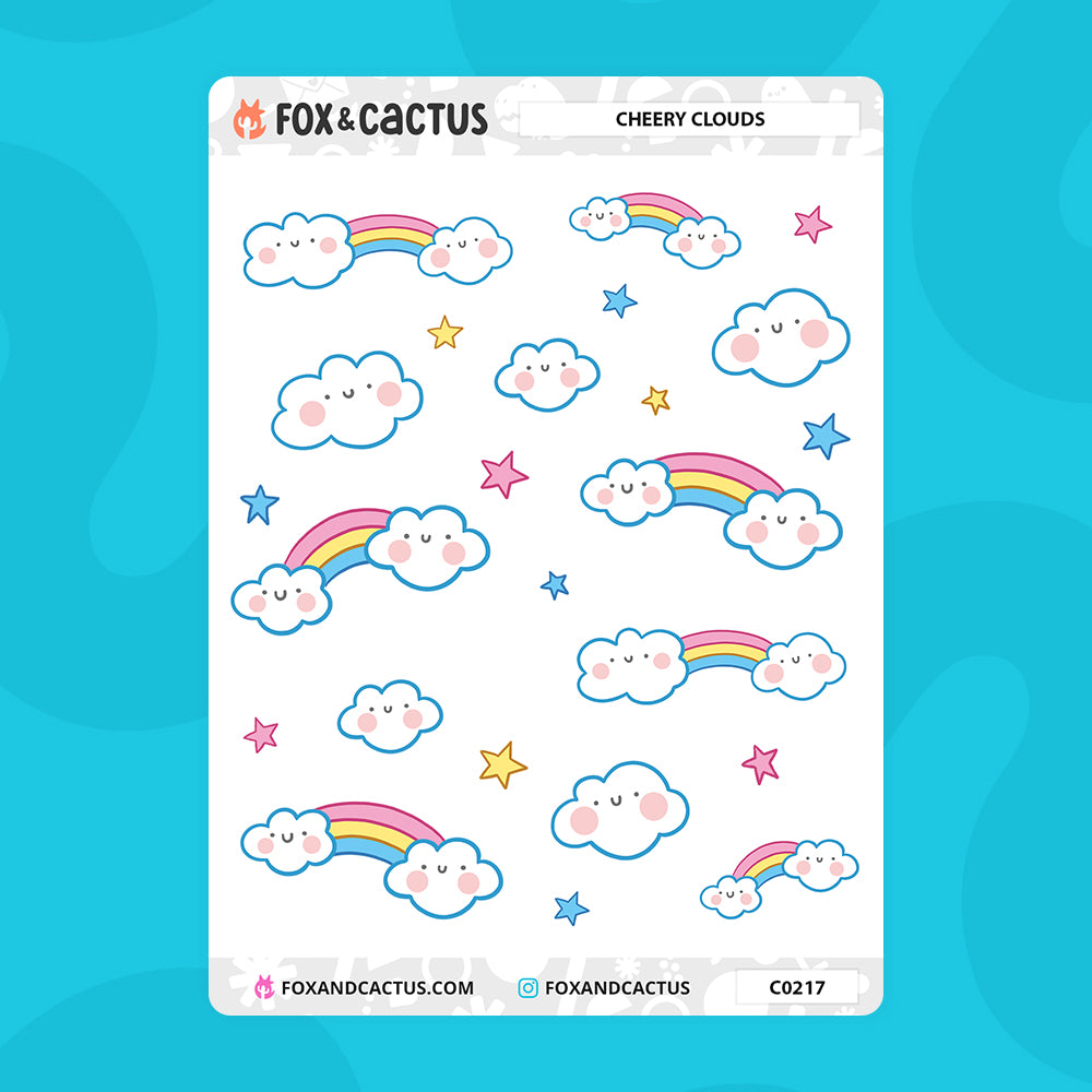 Cheery Clouds Stickers by Fox and Cactus