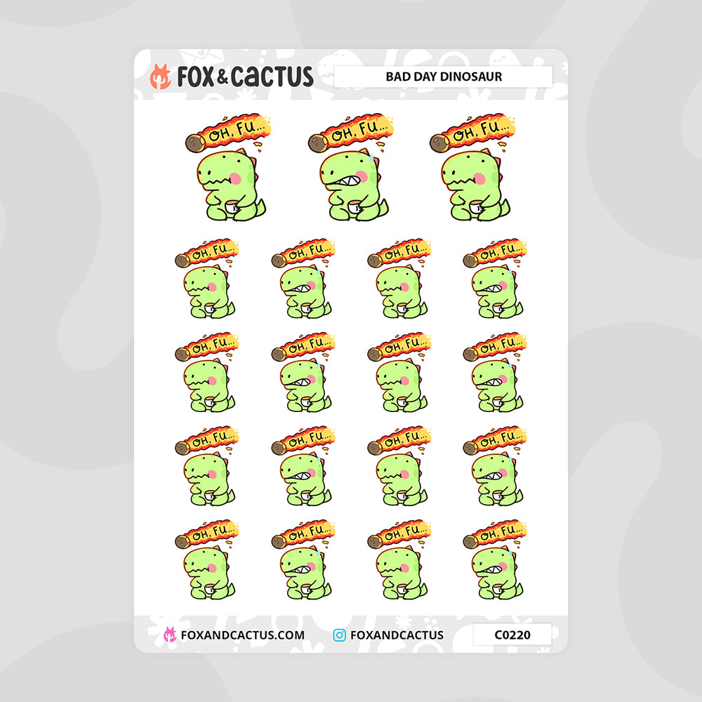 Bad Day Dinosaur Stickers by Fox and Cactus