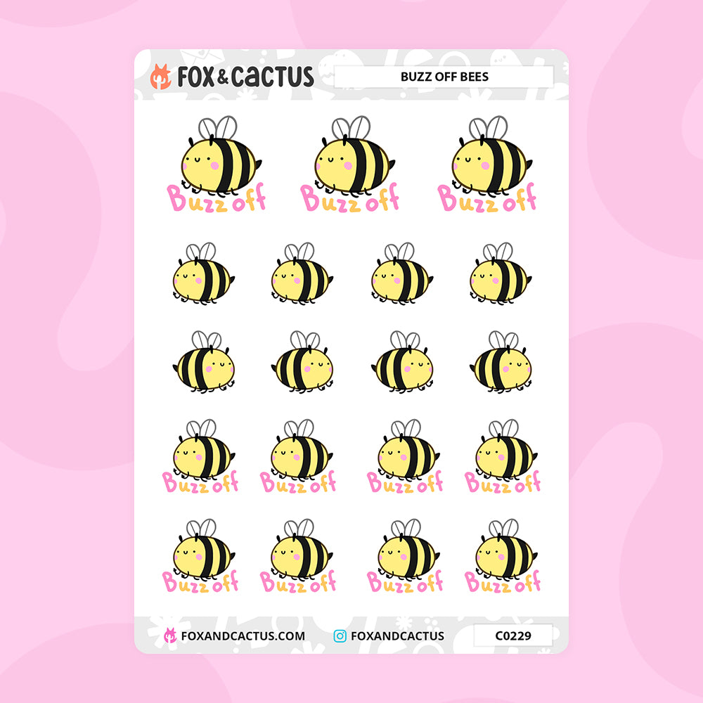 Buzz Off Bee Stickers – Fox and Cactus