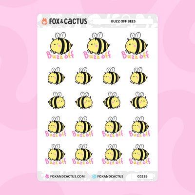 Buzz Off Bee Stickers by Fox and Cactus
