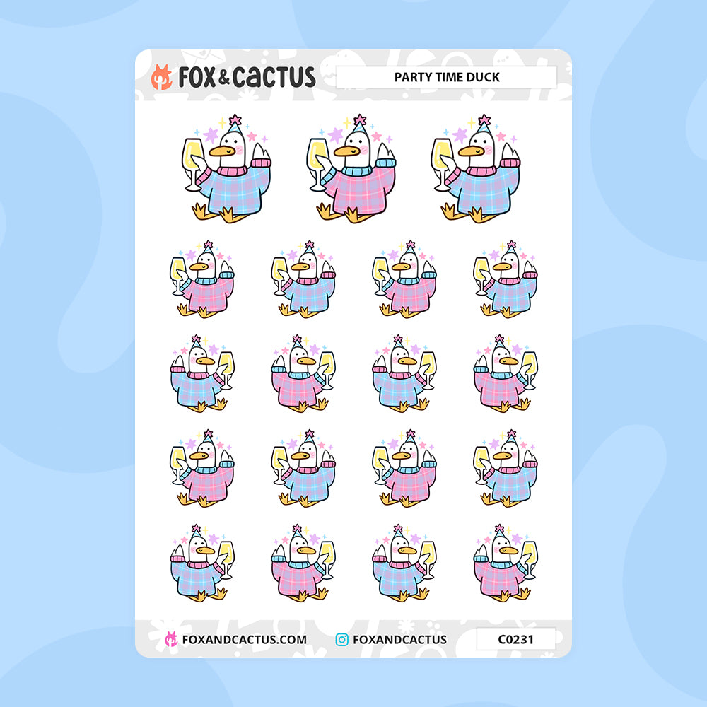 Party Time Duck Stickers by Fox and Cactus