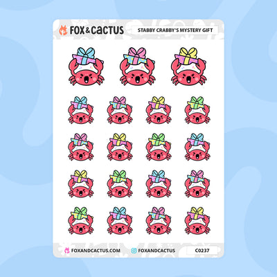 Stabby Crabby's Mystery Gift Stickers by Fox and Cactus