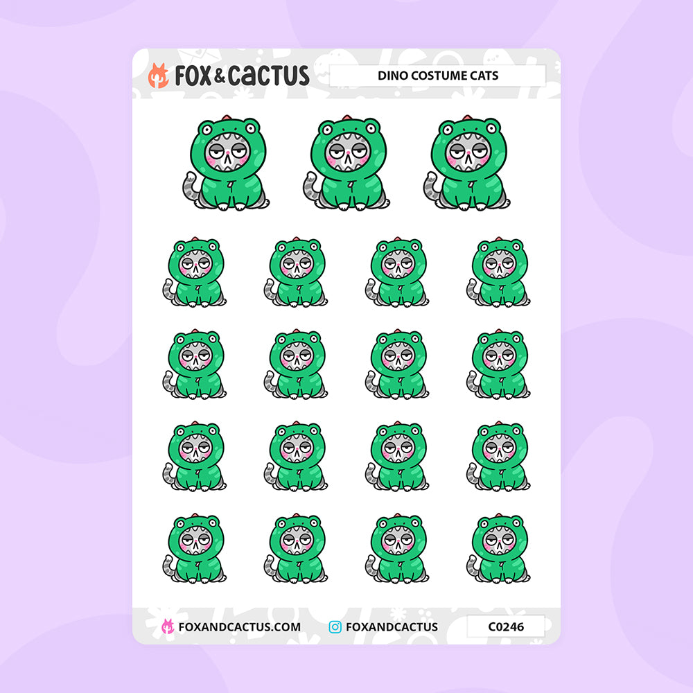 Dino Costume Cat Stickers