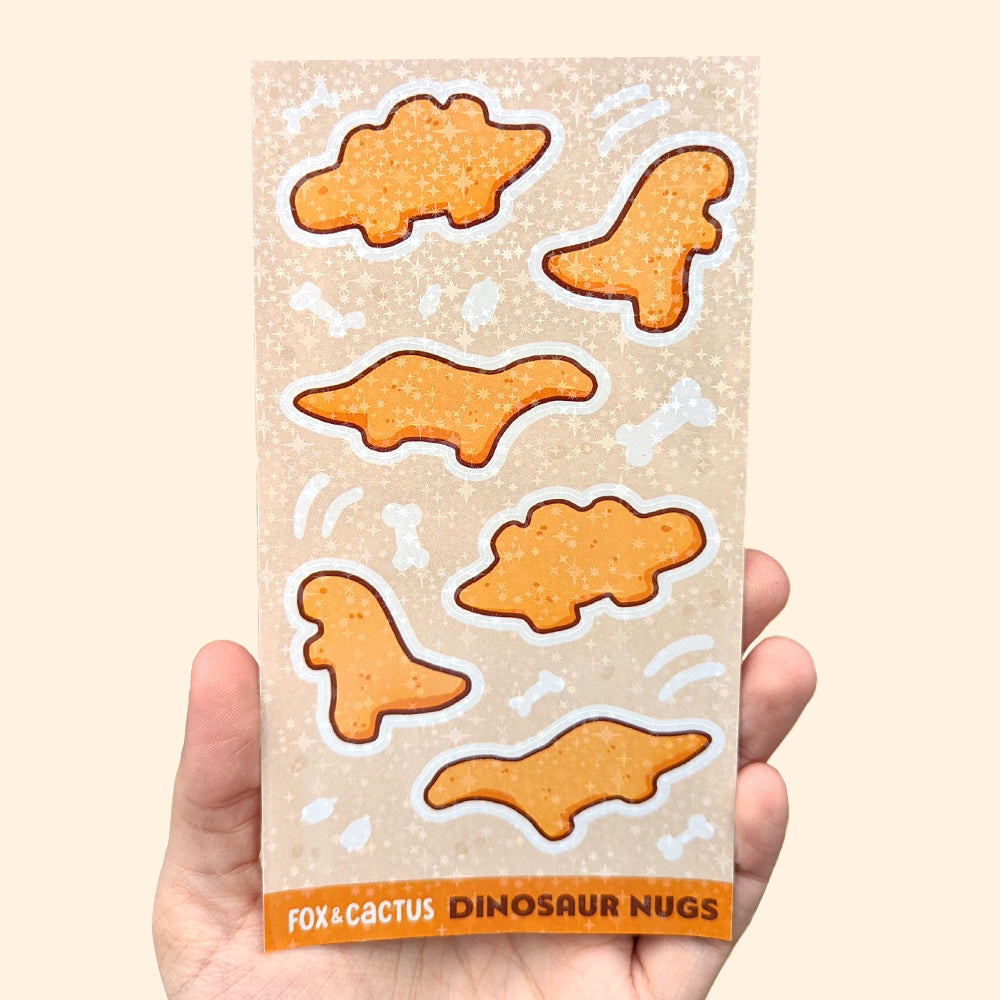 Dino Nuggets Vinyl Sticker Sheet by Fox and Cactus