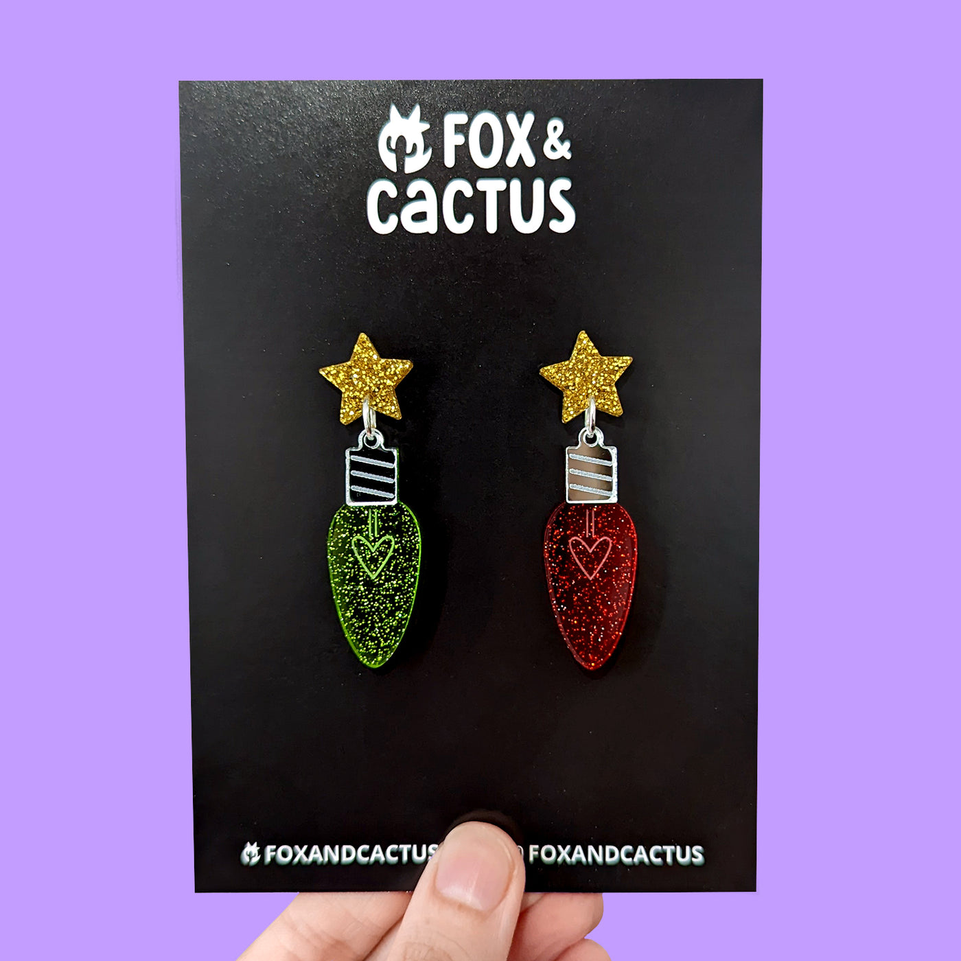 Christmas Light (Traditional Glitter) Dangle Earrings