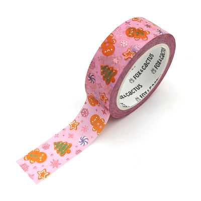 Jolly Gingerbread (Pastel) Washi Tape (Pink Foil)