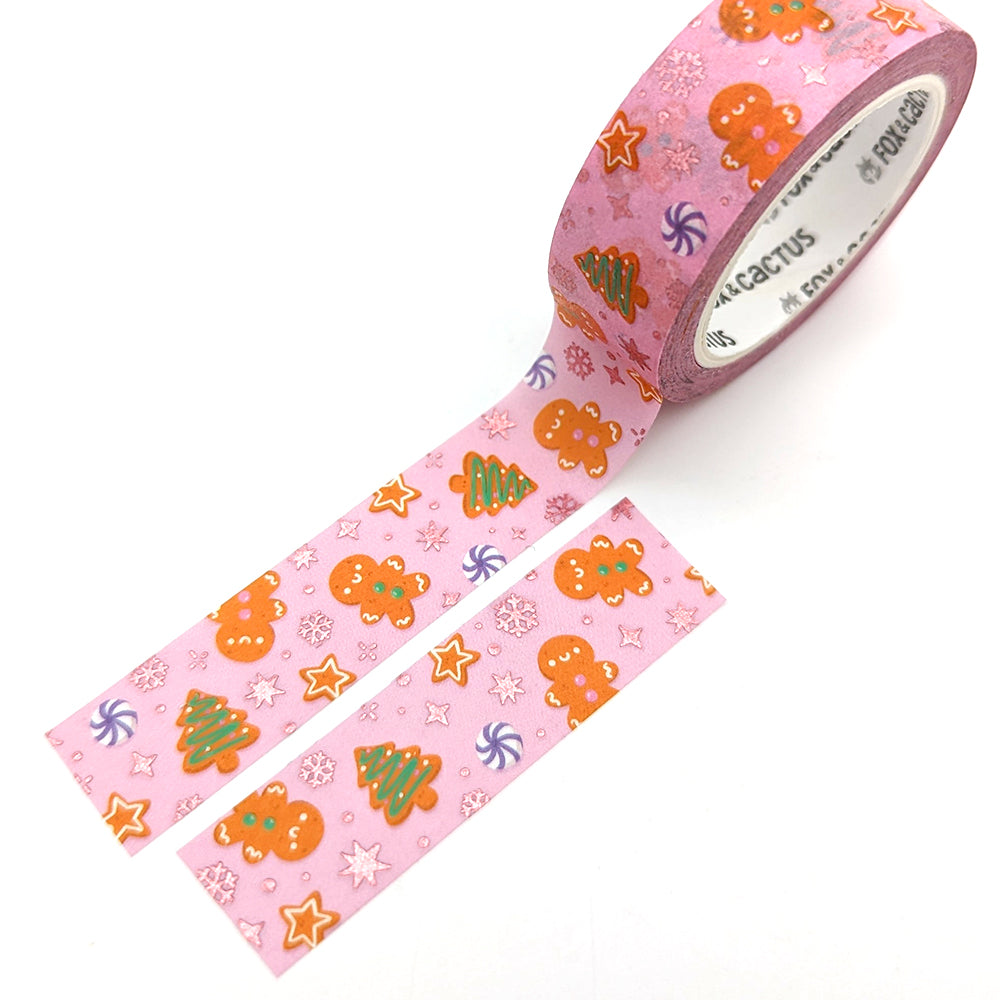 Jolly Gingerbread (Pastel) Washi Tape (Pink Foil)