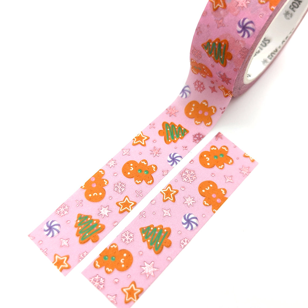 Jolly Gingerbread (Pastel) Washi Tape (Pink Foil)