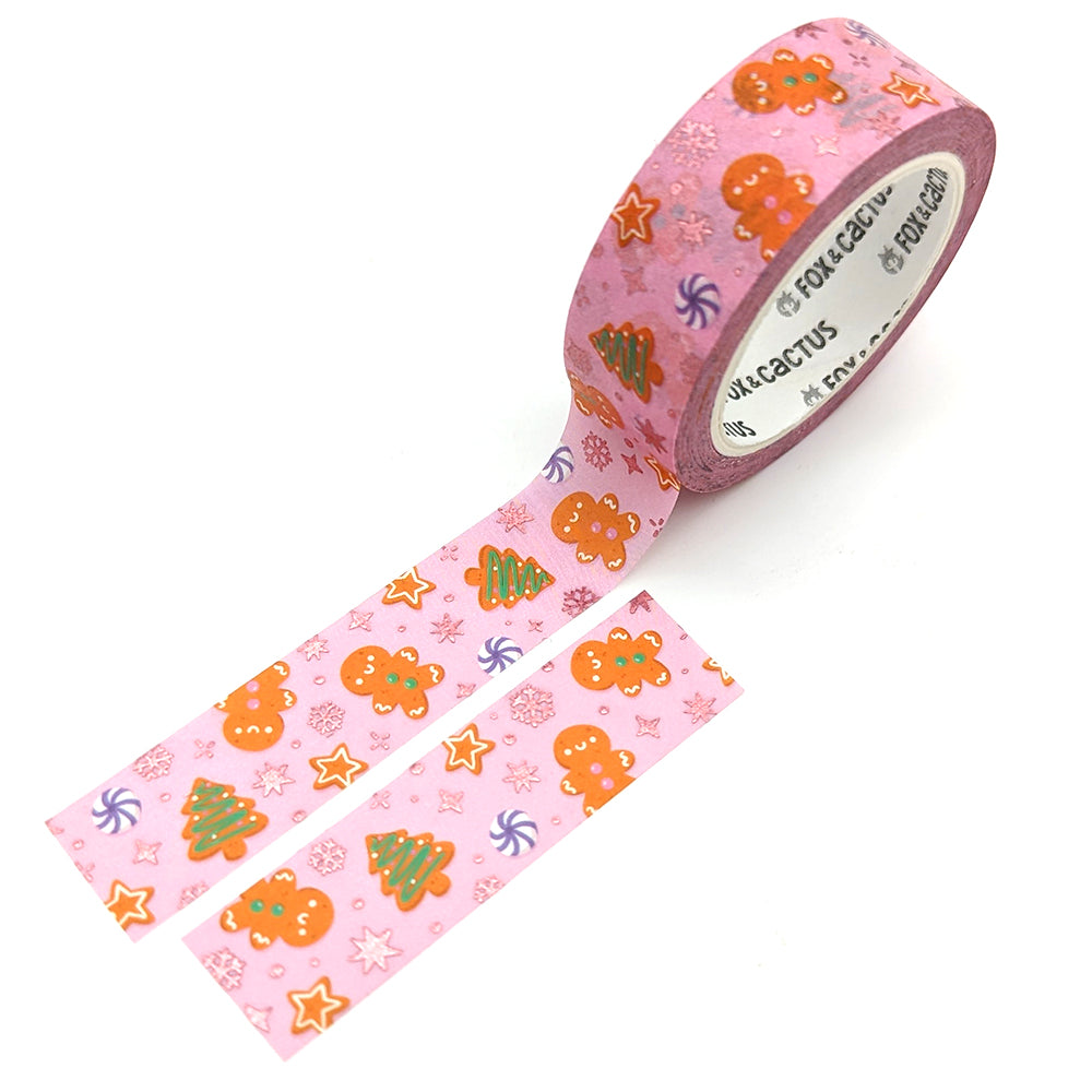 Jolly Gingerbread (Pastel) Washi Tape (Pink Foil)