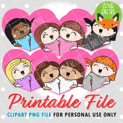 Female + Female Couples (DIGITAL DOWNLOAD) - Printable/Clipart File - Personal Use Only by Fox and Cactus