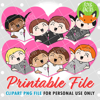 Male + Male Couples (DIGITAL DOWNLOAD) - Printable/Clipart File - Personal Use Only by Fox and Cactus