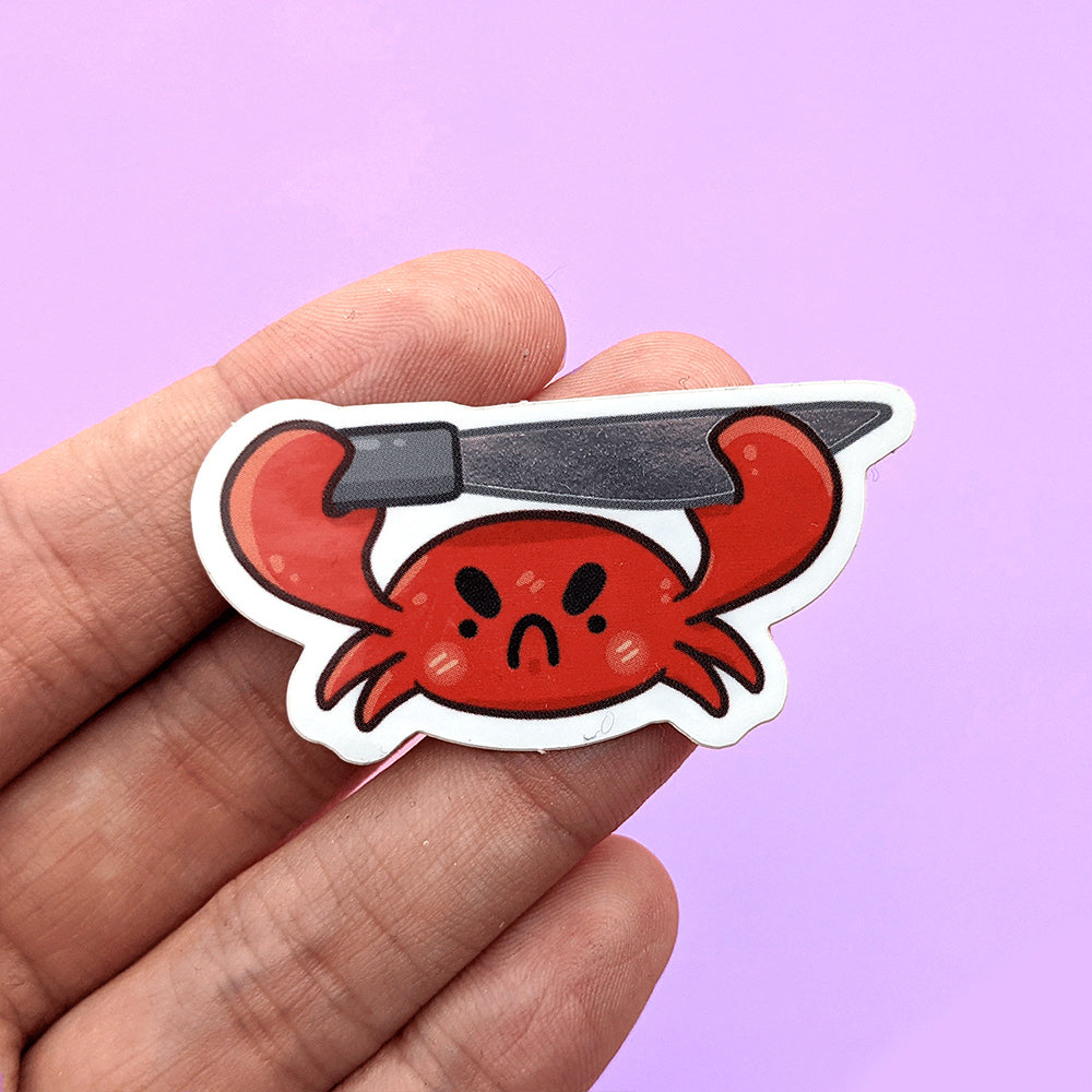 Stabby Crabby Mirrored Vinyl Die Cut Sticker by Fox and Cactus