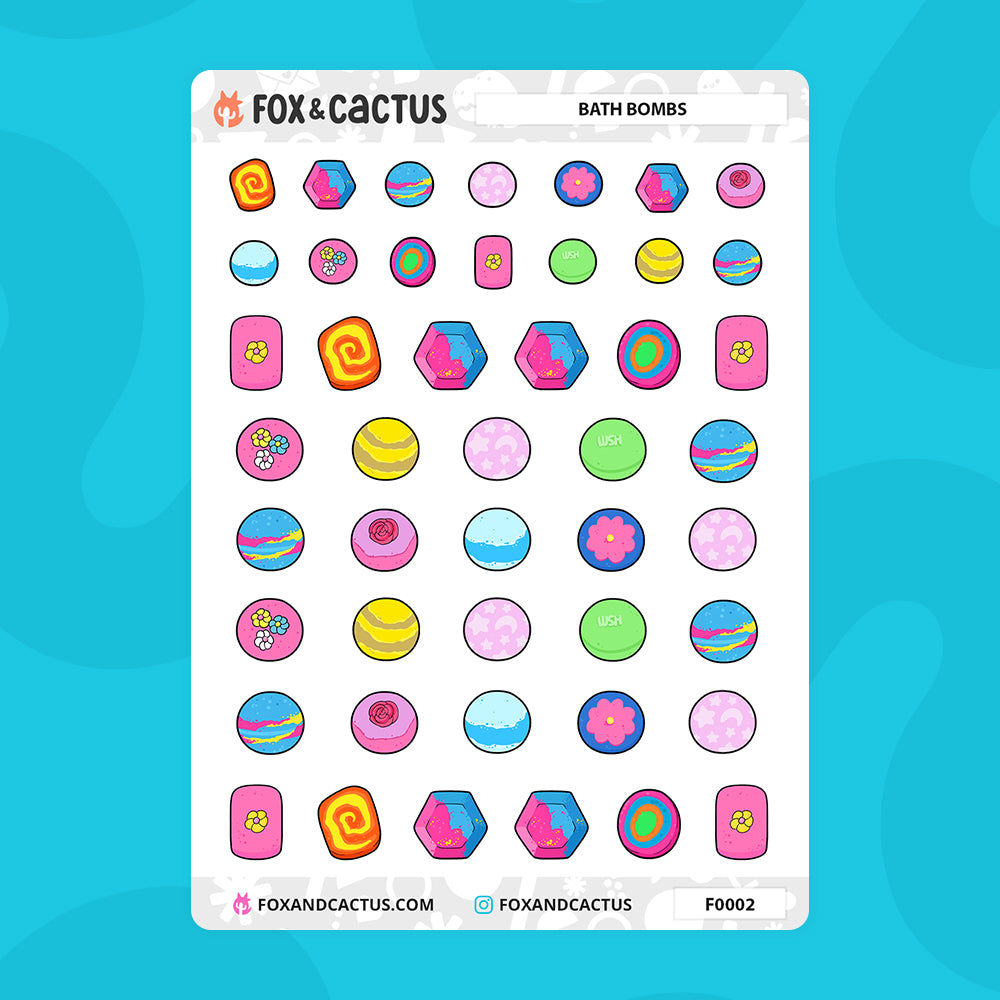 Bath Bomb Stickers by Fox and Cactus