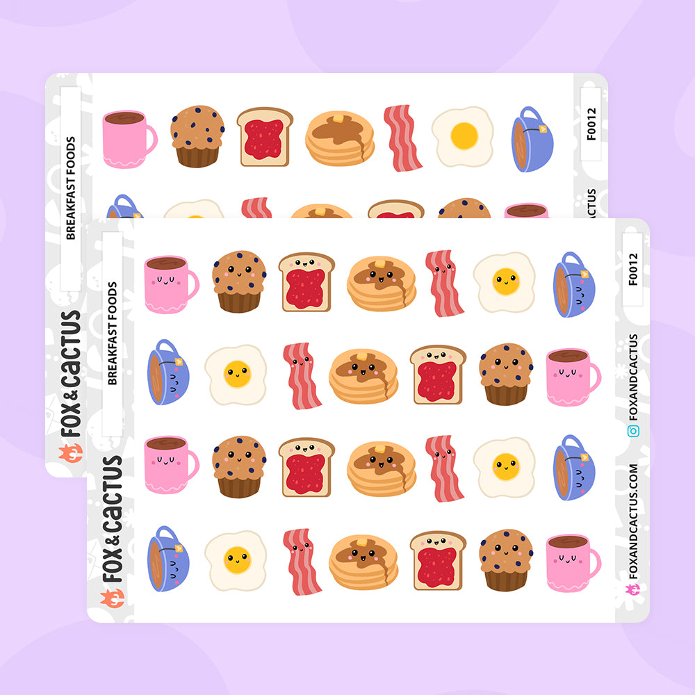 Breakfast Food Stickers by Fox and Cactus