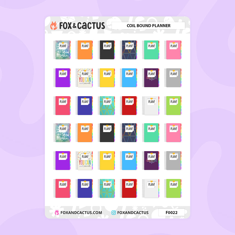 Coil Bound Planner Stickers by Fox and Cactus
