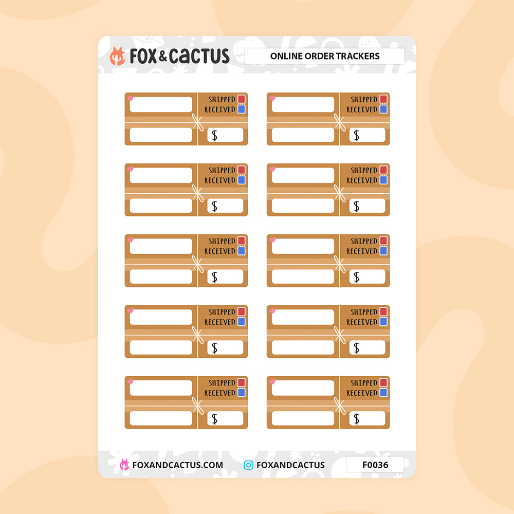 Online Order Tracker Stickers by Fox and Cactus