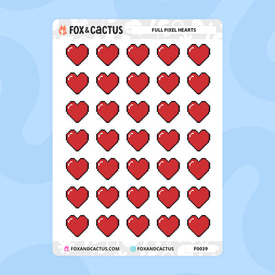 Full Pixel Heart Stickers by Fox and Cactus