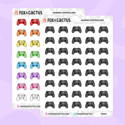Gaming Controllers Stickers by Fox and Cactus