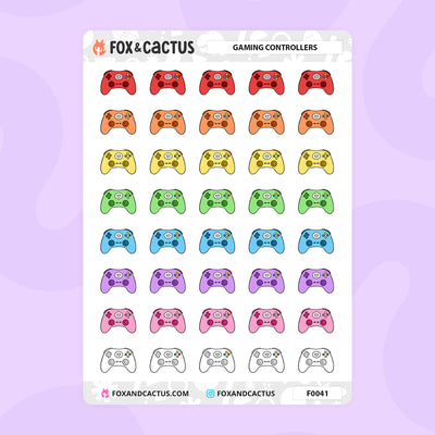 Gaming Controllers Stickers by Fox and Cactus