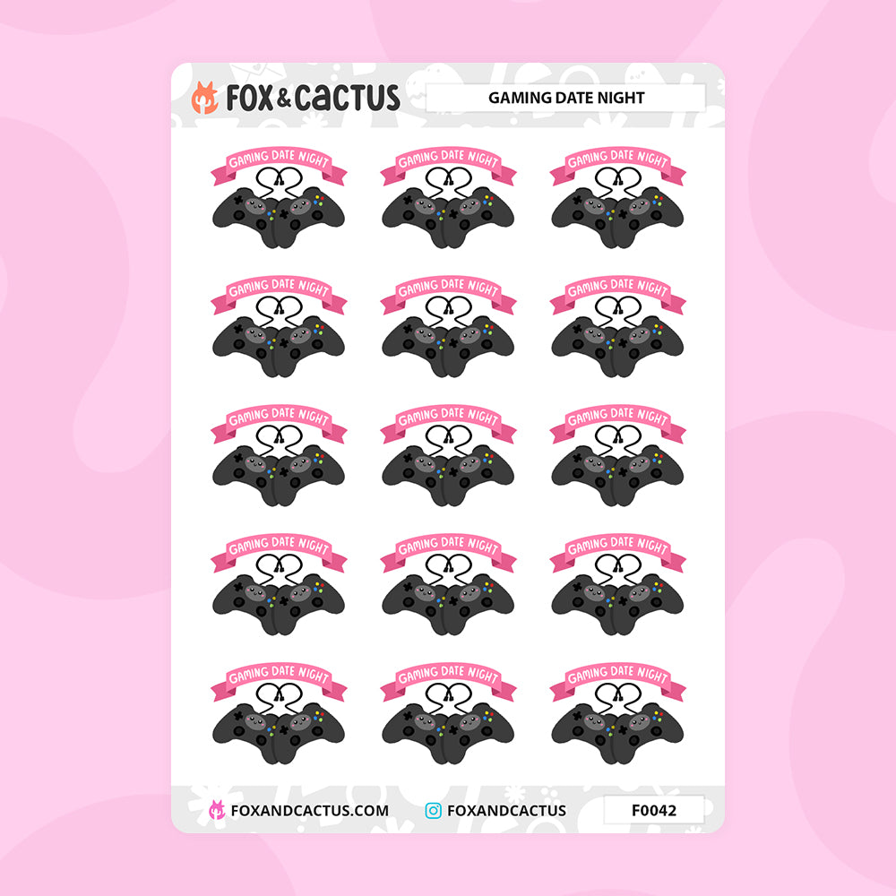 Gaming Date Night Stickers by Fox and Cactus