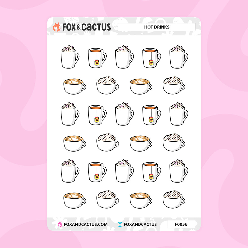 Hot Drink Stickers by Fox and Cactus