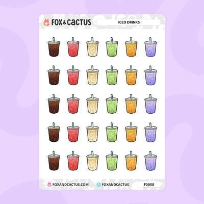 Iced Drink Stickers by Fox and Cactus