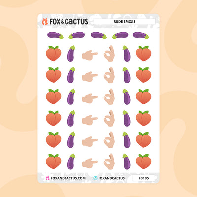 Rude Emoji Stickers by Fox and Cactus