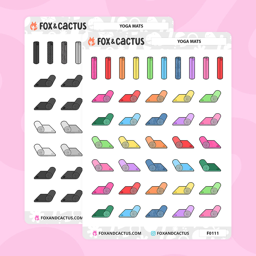 Small Yoga Mat Stickers by Fox and Cactus