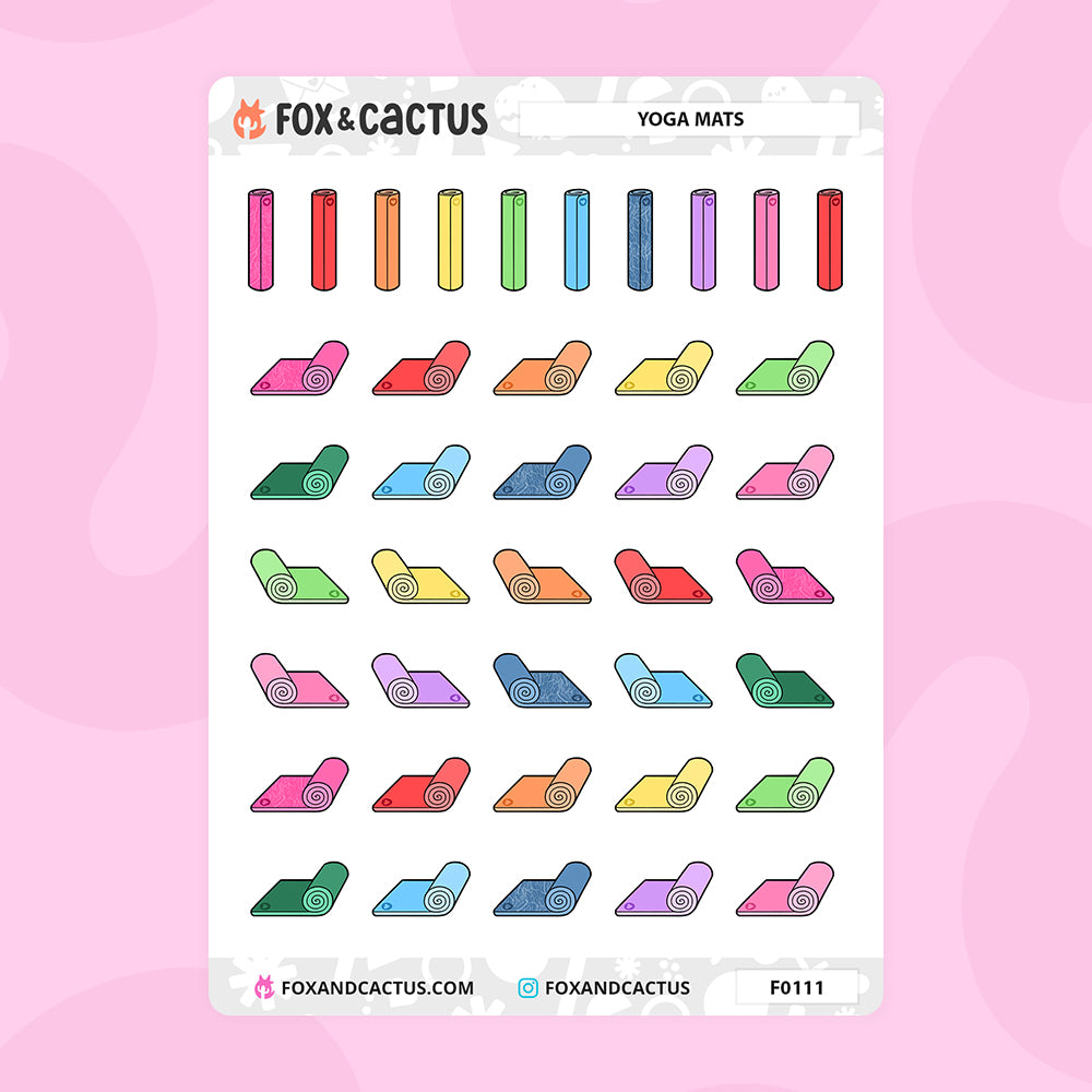 Small Yoga Mat Stickers by Fox and Cactus