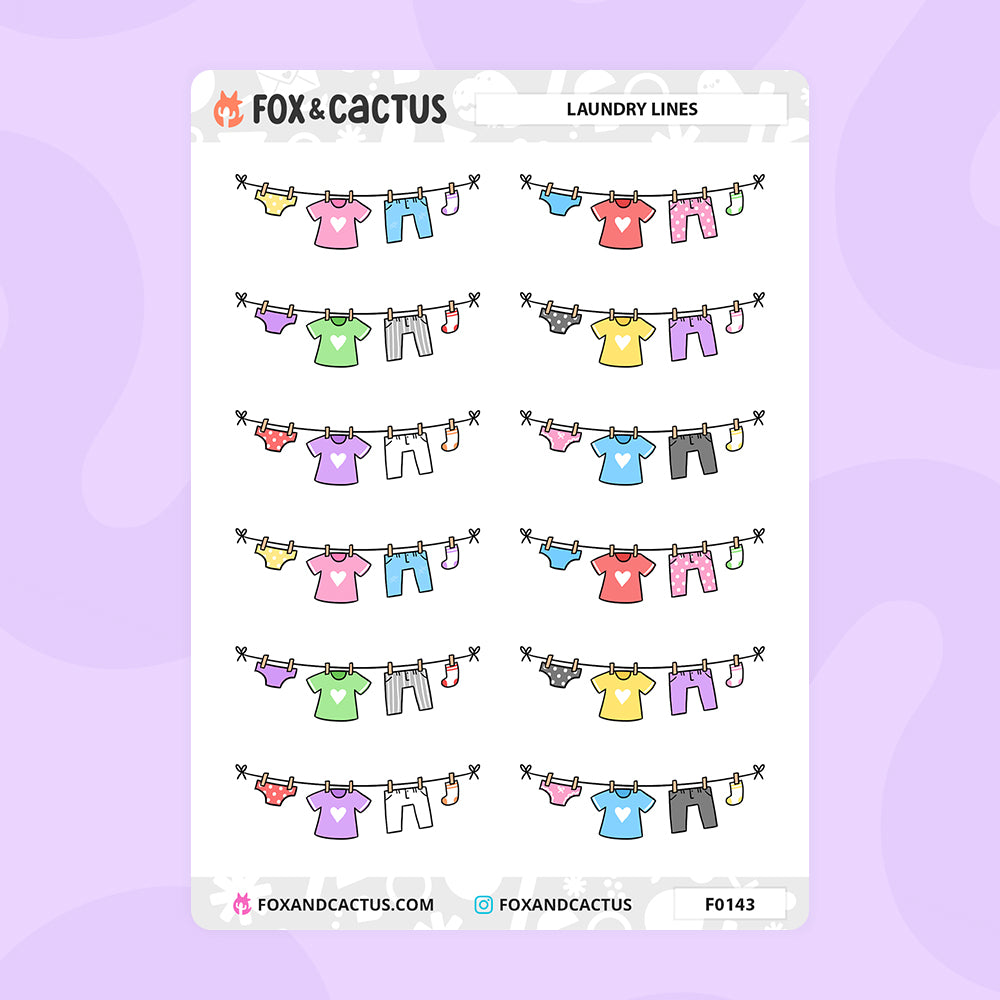 Laundry Line Stickers by Fox and Cactus