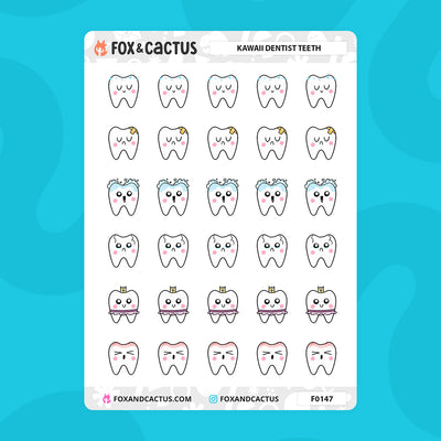 Kawaii Dentist Teeth Stickers by Fox and Cactus