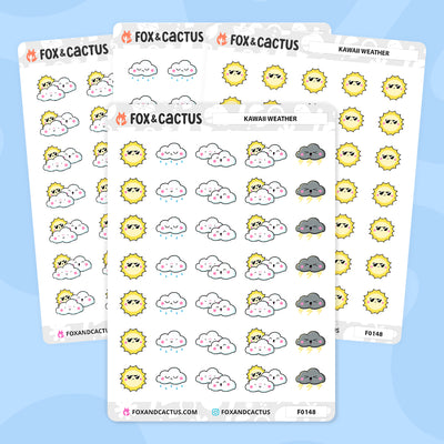 Kawaii Weather Stickers by Fox and Cactus