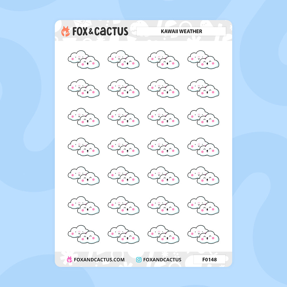 Kawaii Weather Stickers by Fox and Cactus