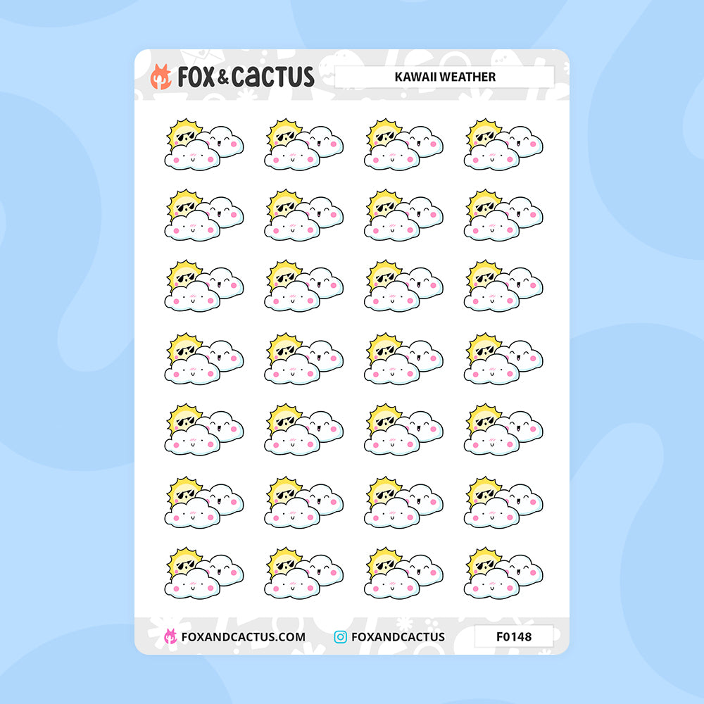 Kawaii Weather Stickers by Fox and Cactus