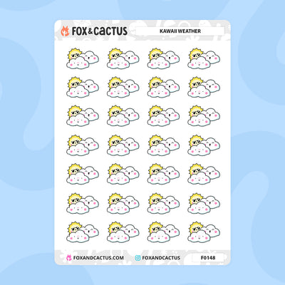 Kawaii Weather Stickers by Fox and Cactus