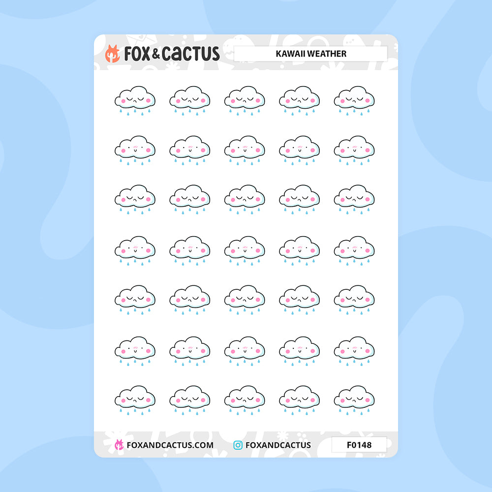Kawaii Weather Stickers by Fox and Cactus