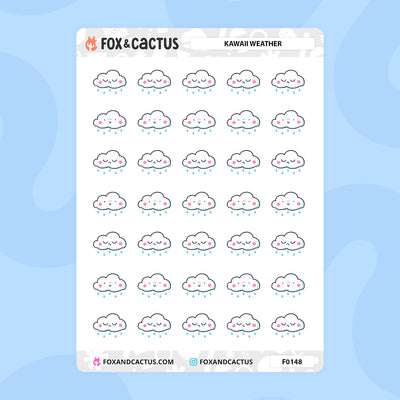 Kawaii Weather Stickers by Fox and Cactus