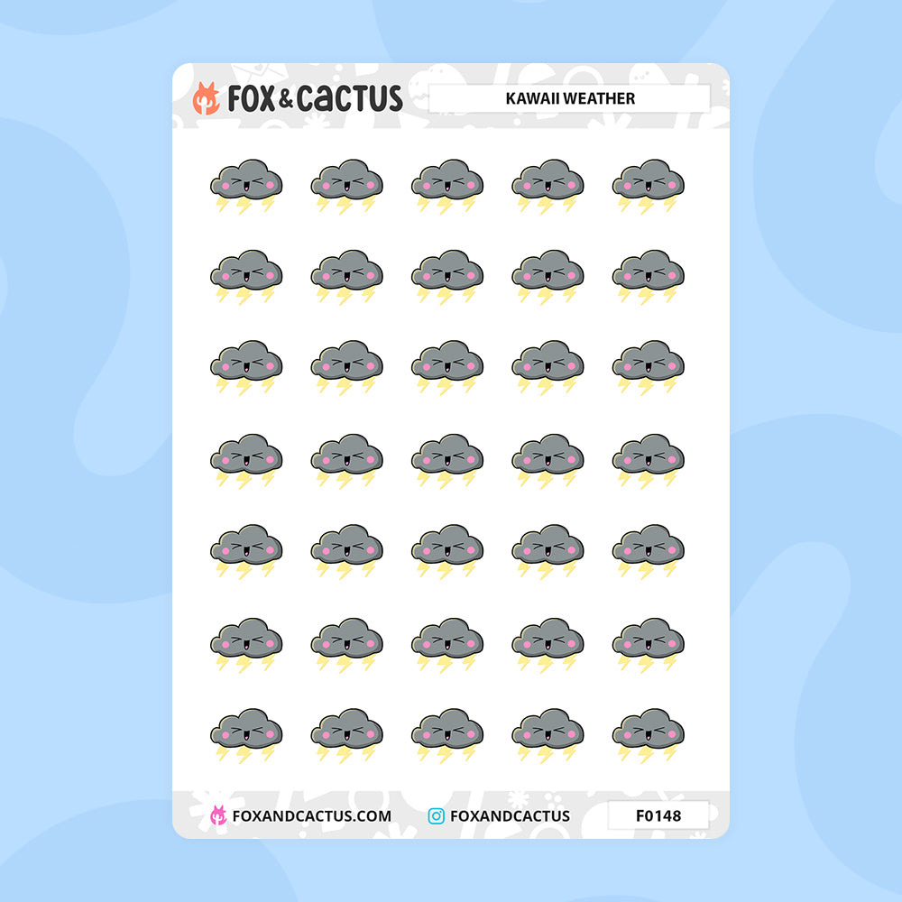 Kawaii Weather Stickers by Fox and Cactus