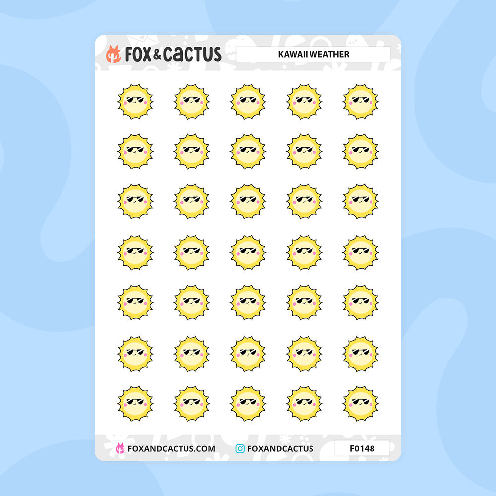 Kawaii Weather Stickers by Fox and Cactus
